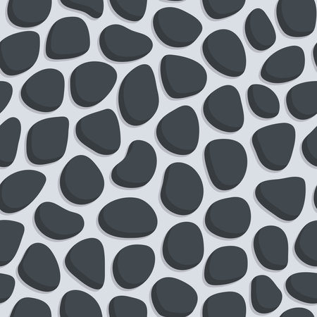 seamless pattern of a collection of black stones, on a white backgroundのイラスト素材