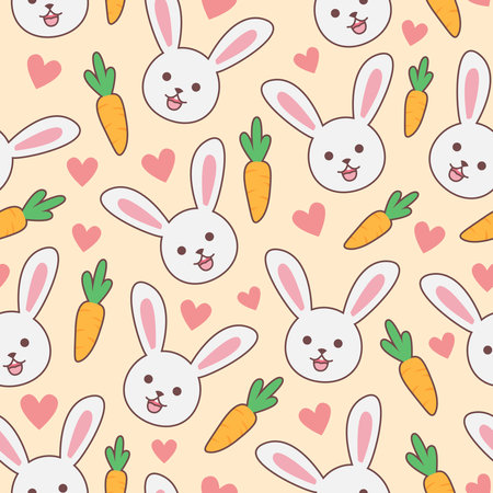 seamless pattern of cartoon rabbits and carrots, suitable for children's product designsのイラスト素材