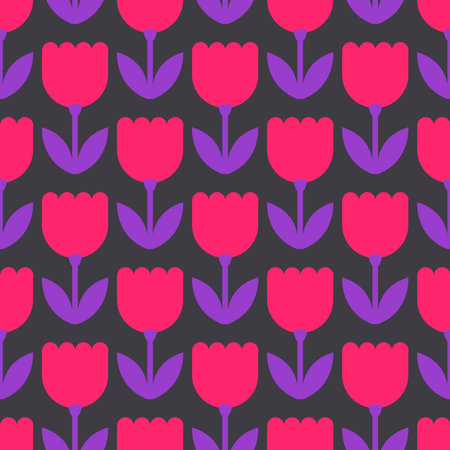simple seamless pattern of repeating roses on a black backgroundのイラスト素材