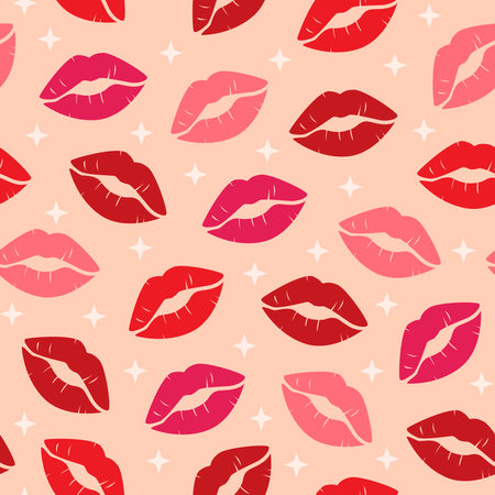 seamless pattern collection of lip marks, lipstick patternのイラスト素材