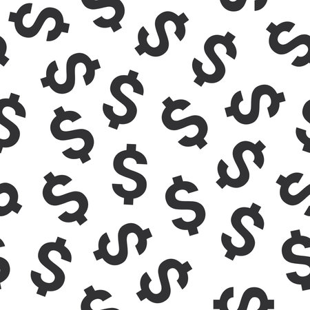 dollar sign seamless pattern in black with transparent backgroundのイラスト素材