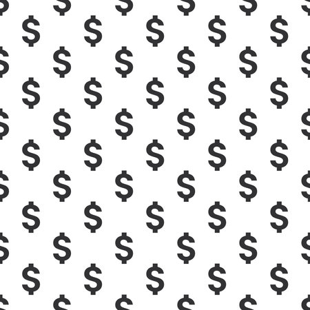 dollar sign seamless pattern in black with transparent backgroundのイラスト素材