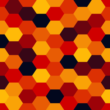 seamless pattern of monochrome red hexagon geometric shapes, modern camouflage styleのイラスト素材