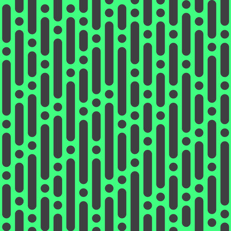 seamless pattern of black lines and dots on a green backgroundのイラスト素材