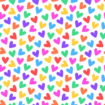 seamless pattern of flying colorful heartsのイラスト素材