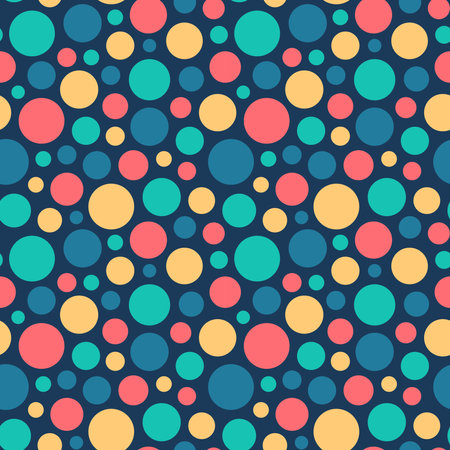seamless pattern of collection of colorful circles on dark backgroundのイラスト素材