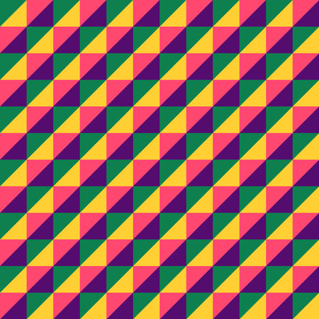 simple geometric seamless pattern in yellow, green, purple and pinkのイラスト素材