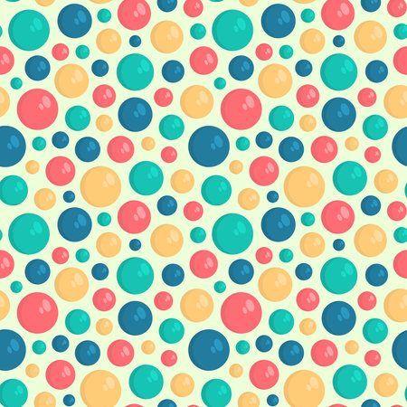 seamless pattern of collection of colorful round balls scattered aroundのイラスト素材