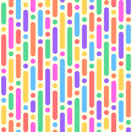 colorful lines seamless pattern, fun and creative for kids or trendy design with basic shapesのイラスト素材