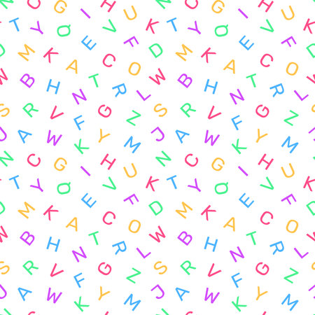 seamless pattern of alphabet letters with a transparent background, suitable for children's pattern design needs, for print, fashion, surfaces, wrapping paper, covers and othersのイラスト素材