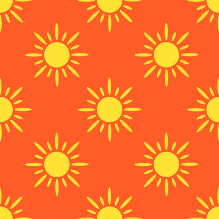 simple seamless pattern of the sun in a minimalist style on an orange backgroundのイラスト素材