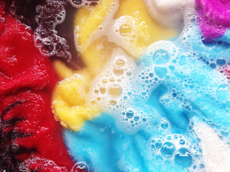 Colorful clean, Soak a cloth before washingの写真素材