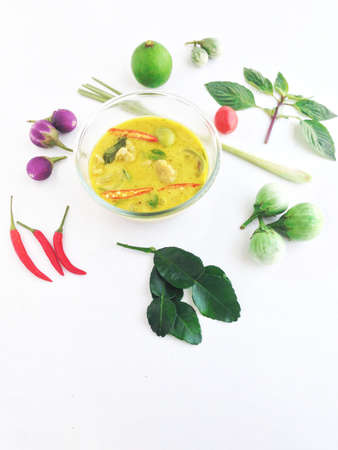 Green Curry with Fish Ball and Vegetableの写真素材