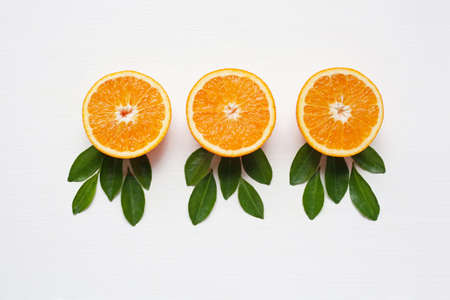 Fresh orange citrus fruit isolated on white background.の写真素材