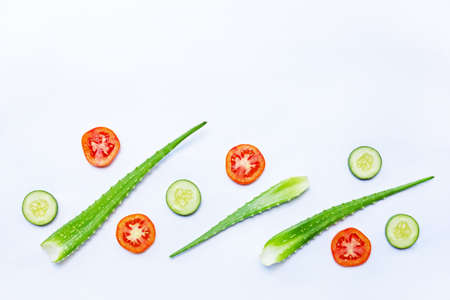 Natural ingredients for homemade skin care on white background. Copy spaceの写真素材
