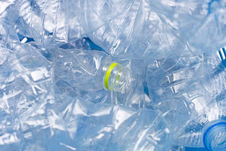 Plastic bottles in waste basket.の写真素材