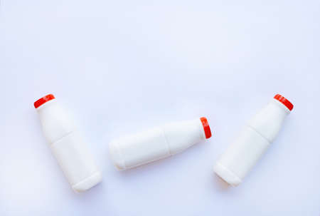Milk bottle  on white backgroundの写真素材