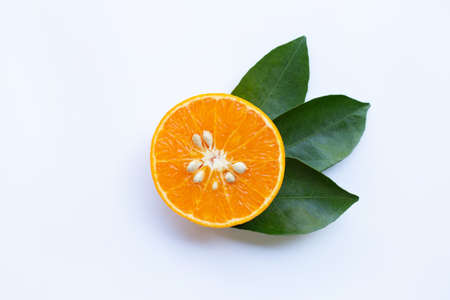 Fresh orange isolated on white background.