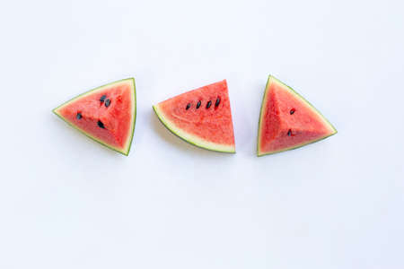 Watermelon pieces  on white.