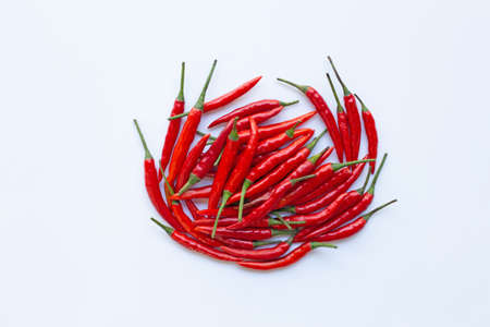 Hot chili pepper on white background.
