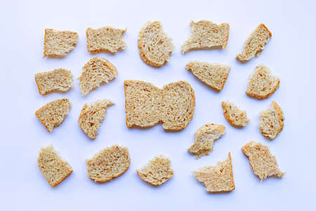 Whole wheat bread  isolated on white background.の写真素材