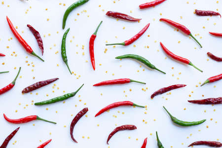 Hot chili pepper on white background.