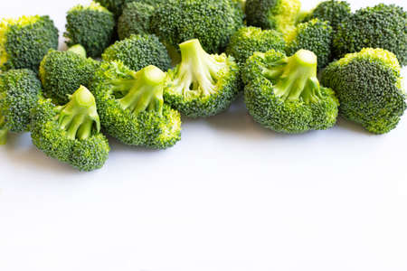 Healthy eating, Broccoli on white background. Copy spaceの写真素材