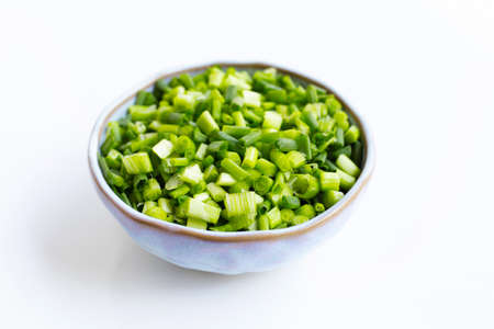 Green onions isolated on white background