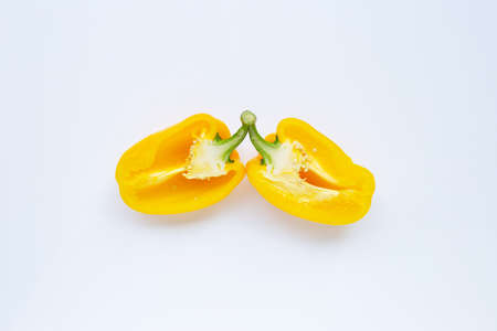 Yellow bell pepper on white background.