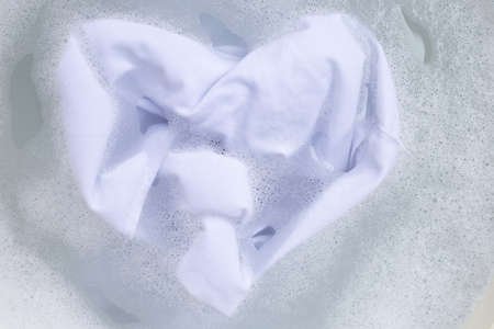 Soak a cloth before washing, white cloth, Heart shape