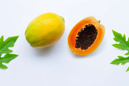 Papaya fruit on a white background.
