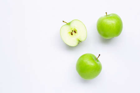 Green apples on white background.