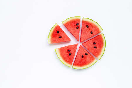 Slices of watermelon isolated on white background, Copy space