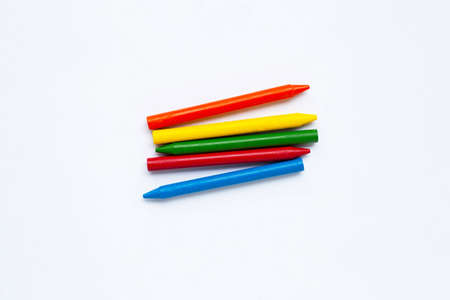 Colorful crayon on white backgroundの写真素材