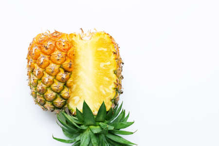 Fresh pineapple on white background. Copy space