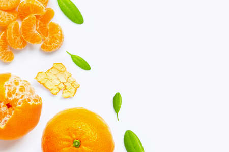 Fresh orange citrus fruit isolated on white background. Juicy, sweet and high vitamin C. Copy space