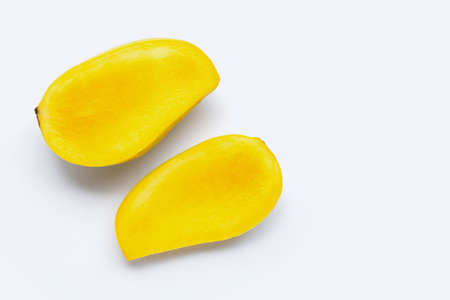 Tropical fruit, Mango  on white background. Top viewの写真素材
