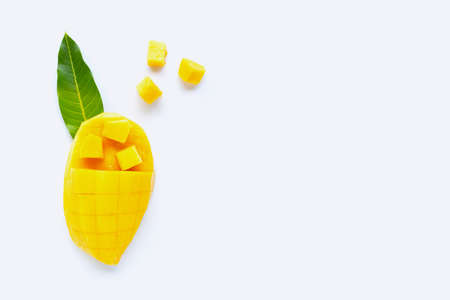 Tropical fruit, Mango  on white background. Top viewの写真素材