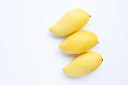 Top view of yellow mango, Tropical fruit  juicy and sweet. Copy spaceの写真素材