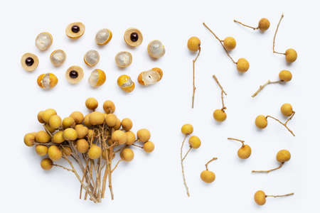 Longan isolated on white background. Top view