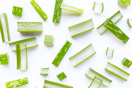 Aloe vera is a popular medicinal plant for health and beauty, on a white background.の写真素材