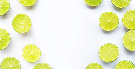 Limes isolated on white background. Copy spaceの写真素材