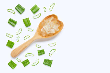 Aloe vera is a popular medicinal plant for health and beauty, on a white background.の写真素材
