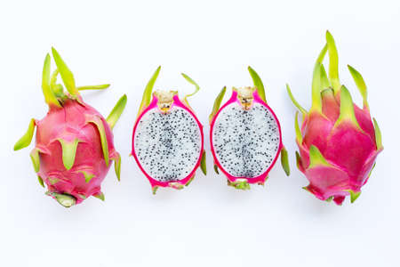 Dragon fruit, pitaya isolated on white background.の写真素材