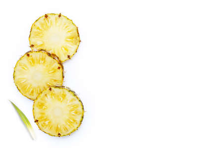 Fresh pineapple on white background. Top viewの写真素材