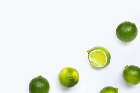 Limes isolated on white background. Copy spaceの写真素材
