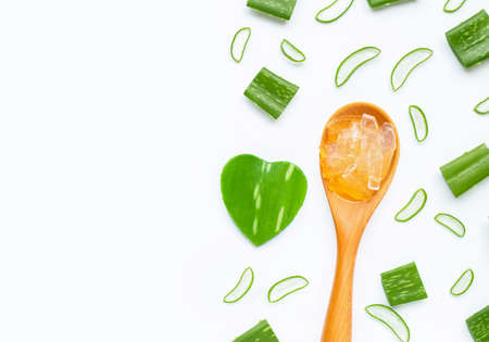 Aloe vera is a popular medicinal plant for health and beauty, on a white background.の写真素材