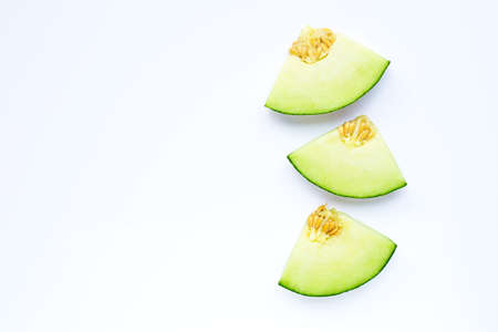 Cantaloupe melon isolated on white backgroundの写真素材