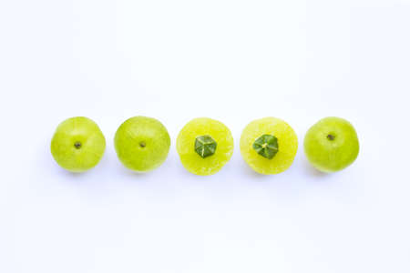 Emblica on a white background. Top viewの写真素材