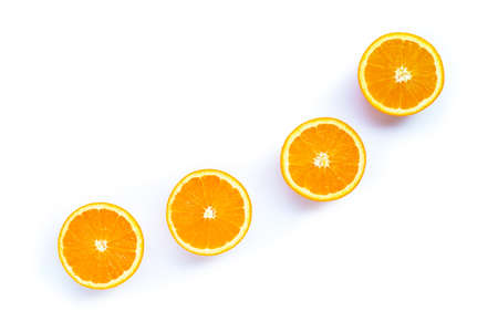 High vitamin C, Juicy and sweet. Fresh orange fruit on white background.